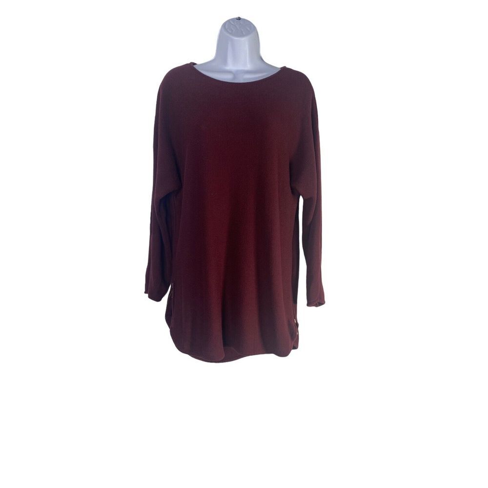Michael‎ Kors Womens Boat Neck Oversized Maroon Pullover Sweater Size Small